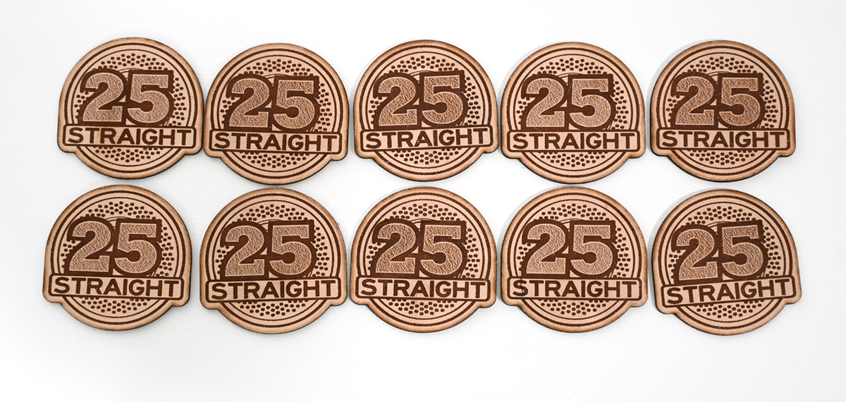 25 Straight Leather Patches - 10 pack